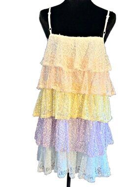 Tiered Pastel Sequin Mini Dress - Multi